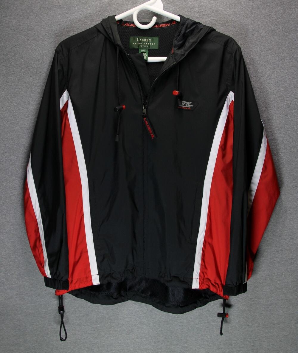 Vintage Lauren Ralph Lauren Petite P/P Windbreaker Jacket Black Red White